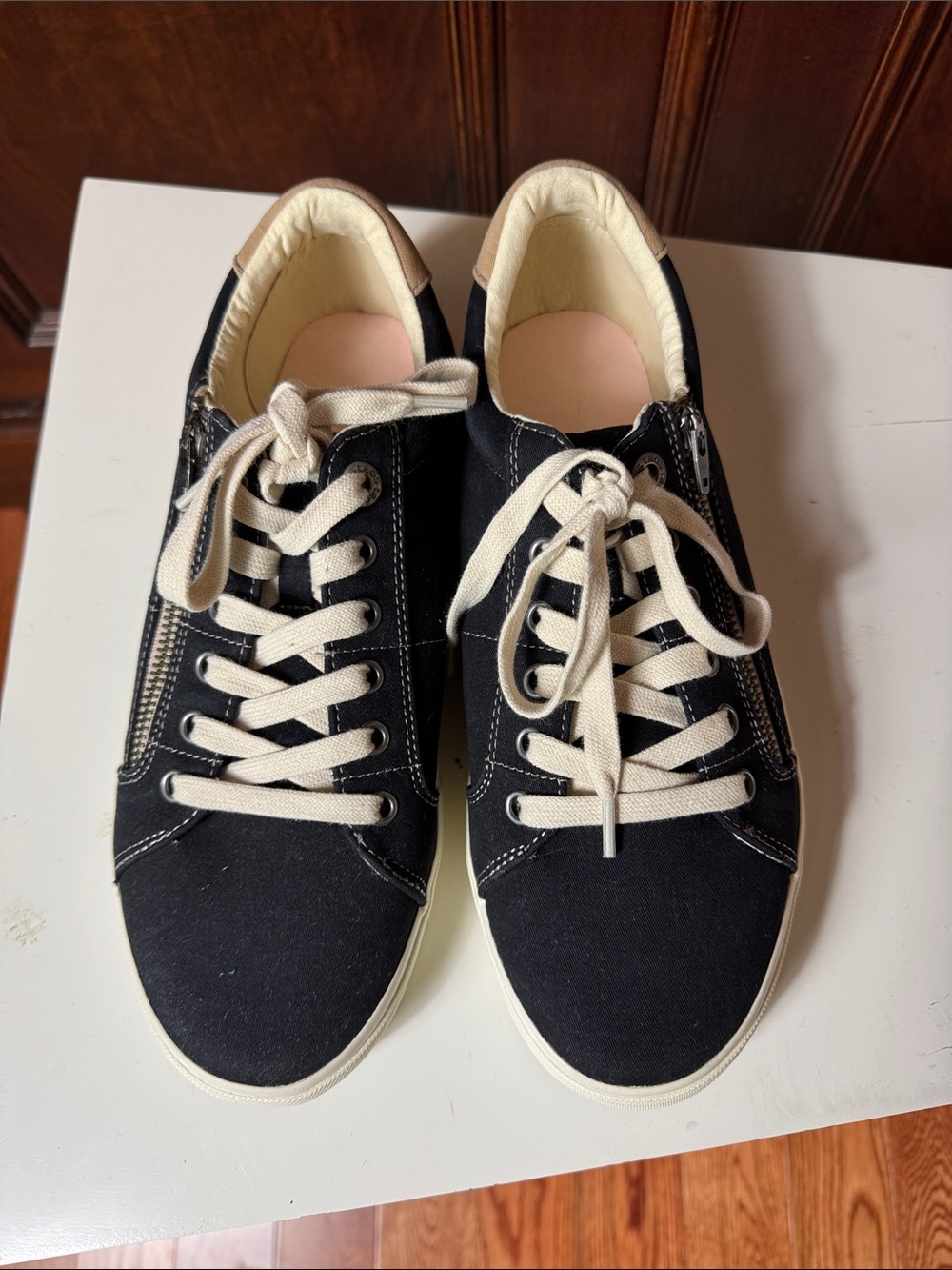 Taos Footwear Black Canvas Sneakers with White Accents